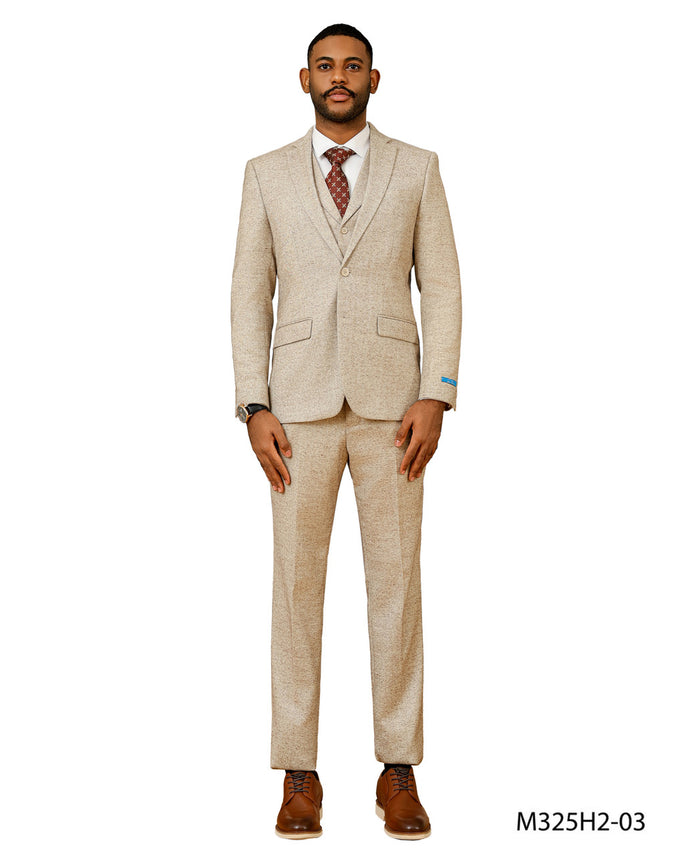 Tweed 3 Piece Suit - Tweed Wedding Suit Big and Tall Tweed Suit Slim Fitted Herringbone Fabric Plus Size Men's Suits For Big Guys