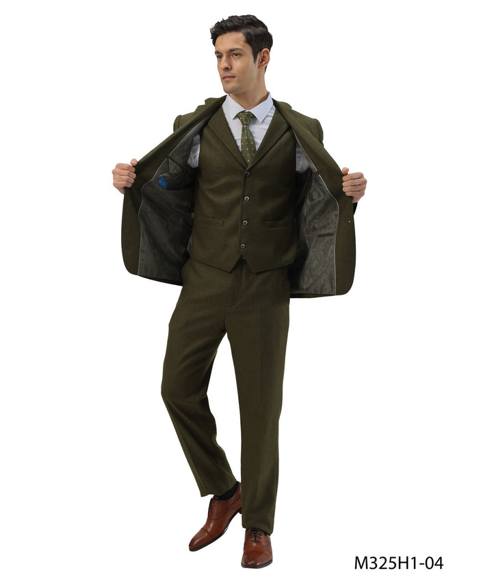 Tweed 3 Piece Suit - Tweed Wedding Suit Big and Tall Tweed Suit Slim Fitted Herringbone Fabric Plus Size Men's Suits For Big Guys