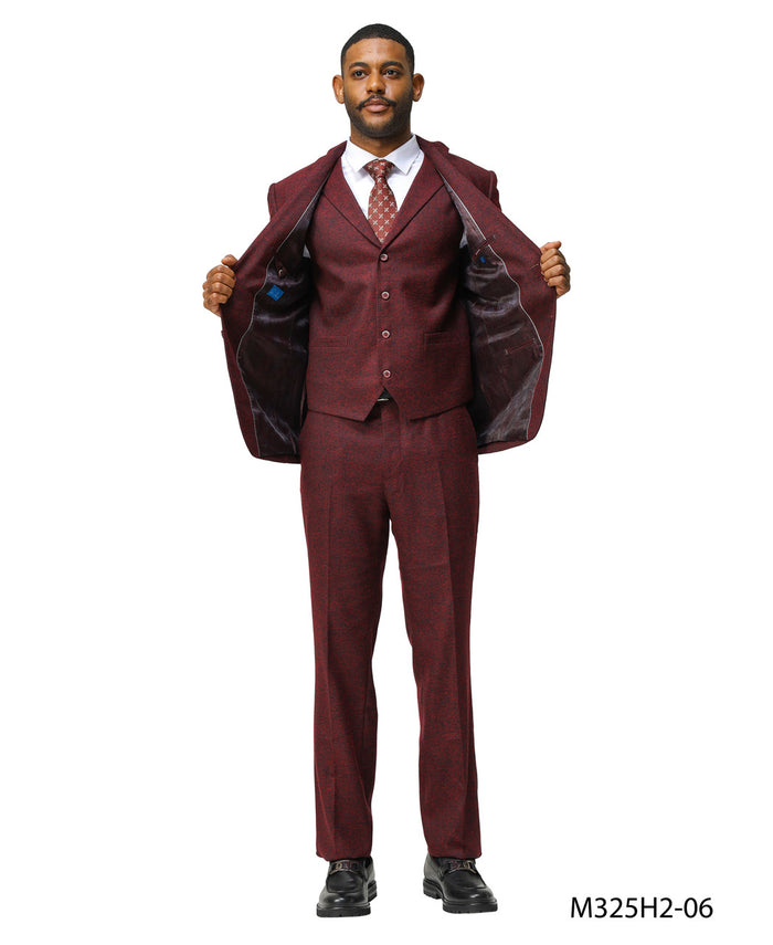 Tweed 3 Piece Suit - Tweed Wedding Suit Big and Tall Tweed Suit Slim Fitted Herringbone Fabric Plus Size Men's Suits For Big Guys