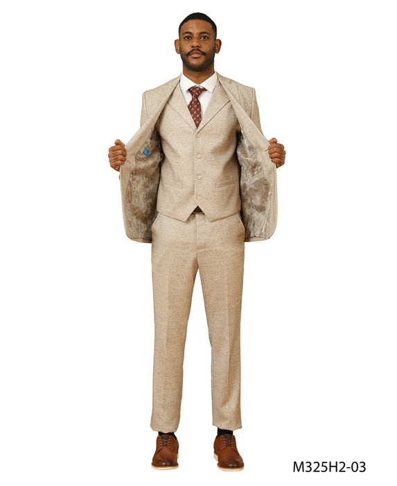 Tweed 3 Piece Suit - Tweed Wedding Suit Big and Tall Tweed Suit Slim Fitted Herringbone Fabric Plus Size Men's Suits For Big Guys
