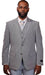 Vitali Grey Sharkskin Modern Fit Vested Suit M3589