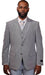 Vitali Grey Sharkskin Modern Fit Vested Suit M3589