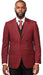 Vitali Burgundy Windowpane Vested Modern Fit Suit M5709