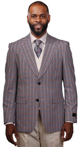 Vitali Off White Windowpane Vested Modern Fit Suit M5709