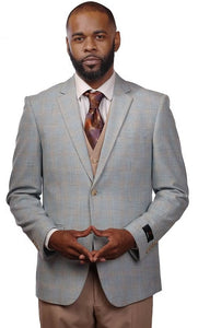 Vitali Powder Plaid Modern Fit Vested Suit M6012