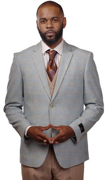 Vitali Powder Plaid Modern Fit Vested Suit M6012