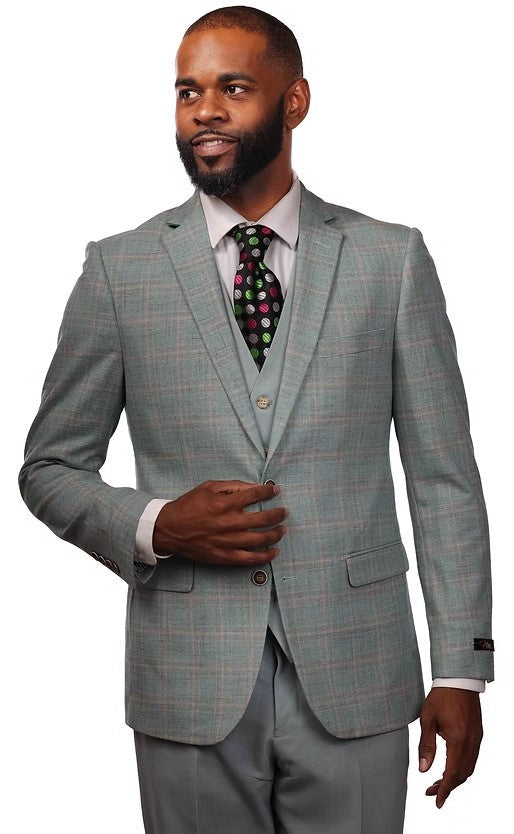 Vitali BLUSH Solid Vested Modern Fit Suit M1888 main image 1