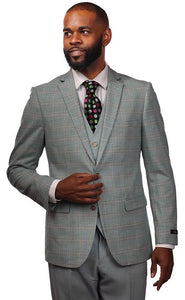 Vitali Sea Foam Plaid Modern Fit Vested Suit M6012
