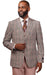Vitali Beige Plaid Vested Modern Fit Suit M8706