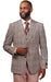 Vitali Beige Plaid Vested Modern Fit Suit M8706