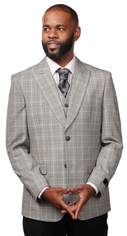 Vitali Blue Plaid Vested Modern Fit Suit M8706