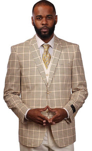 Vitali Creme Plaid Vested Modern Fit Suit M9014