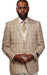 Vitali Creme Plaid Vested Modern Fit Suit M9014