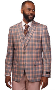 Vitali Grey Plaid Vested Modern Fit Suit M9512
