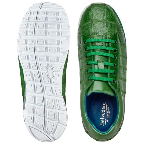 Belvedere Magnus Emerald Green Genuine Ostrich Leg Casual Sneakers - Image 5