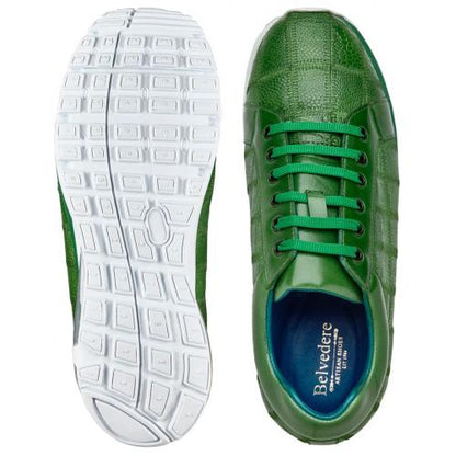 Belvedere Magnus Emerald Green Genuine Ostrich Leg Casual Sneakers - Image 5