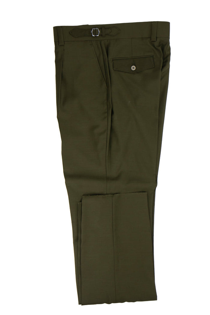 Tiglio Luxe Olive Semi-Wide Leg Wool Marbella Dress Pants