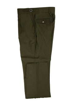 Tiglio Luxe Olive Semi-Wide Leg Wool Marbella Dress Pants