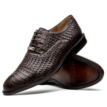 Marco Di Milano John Men's Shoes Exotic Caiman Crocodile / Woven Leather Dress Oxfords - Image 24