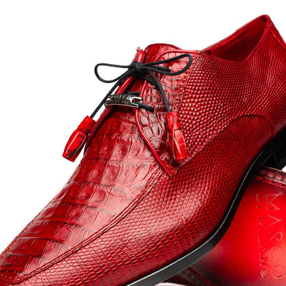 Marco Di Milano Merida Red Oxfords Lizard & Caiman Crocodile Shoes - Image 5