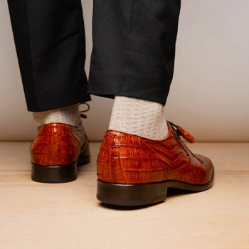 Marco Di Milano Lacio Men's Shoes Brandy Exotic Crocodile Derby Oxfords - Image 7