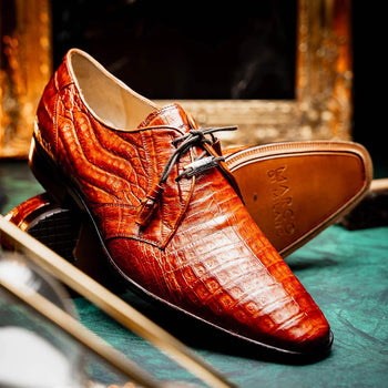 Marco Di Milano Lacio Men's Shoes Brandy Exotic Crocodile Derby Oxfords - Image 5