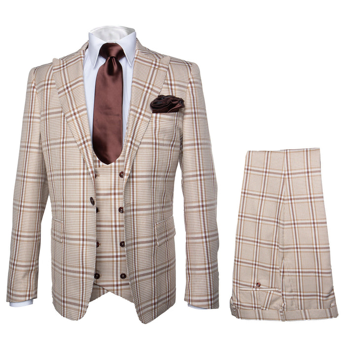 Rossi Man MAX RM1824 Slim Fit 3-Piece Light Brown Suit – Elegant Formalwear for Men