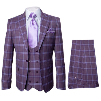Rossi Man MAX RM1834 Slim Fit 3-Piece Suit – Elegant Purple Formalwear for Men