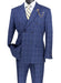 Naples Collection - Blue Modern Fit Double Breasted Windowpane Peak Lapel 2 Piece Suit