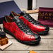 Marco Di Milano Saulo Men's Shoes Black & Red Exotic Ostich / Alligator Casual Sneakers