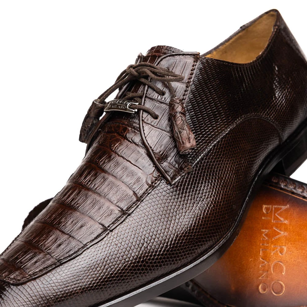 Marco Di Milano Merida Brown Oxfords Lizard & Caiman Crocodile Shoes - Image 4