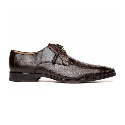 Marco Di Milano Merida Brown Oxfords Lizard & Caiman Crocodile Shoes - Image 2