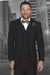 Men's Designer Classic Fit Pleated Pant Wool Suit with Double Breasted Vest in Black