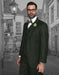 Mens 2 Button Classic Fit Pleated Pant Suit with Double Breasted Vest in Olive Green