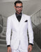 Mens 2 Button Classic Fit Pleated Pant Suit with Double Breasted Vest in White