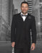 Mens 2 Button Classic Fit Pleated Pant Suit with Double Breasted Vest in Black