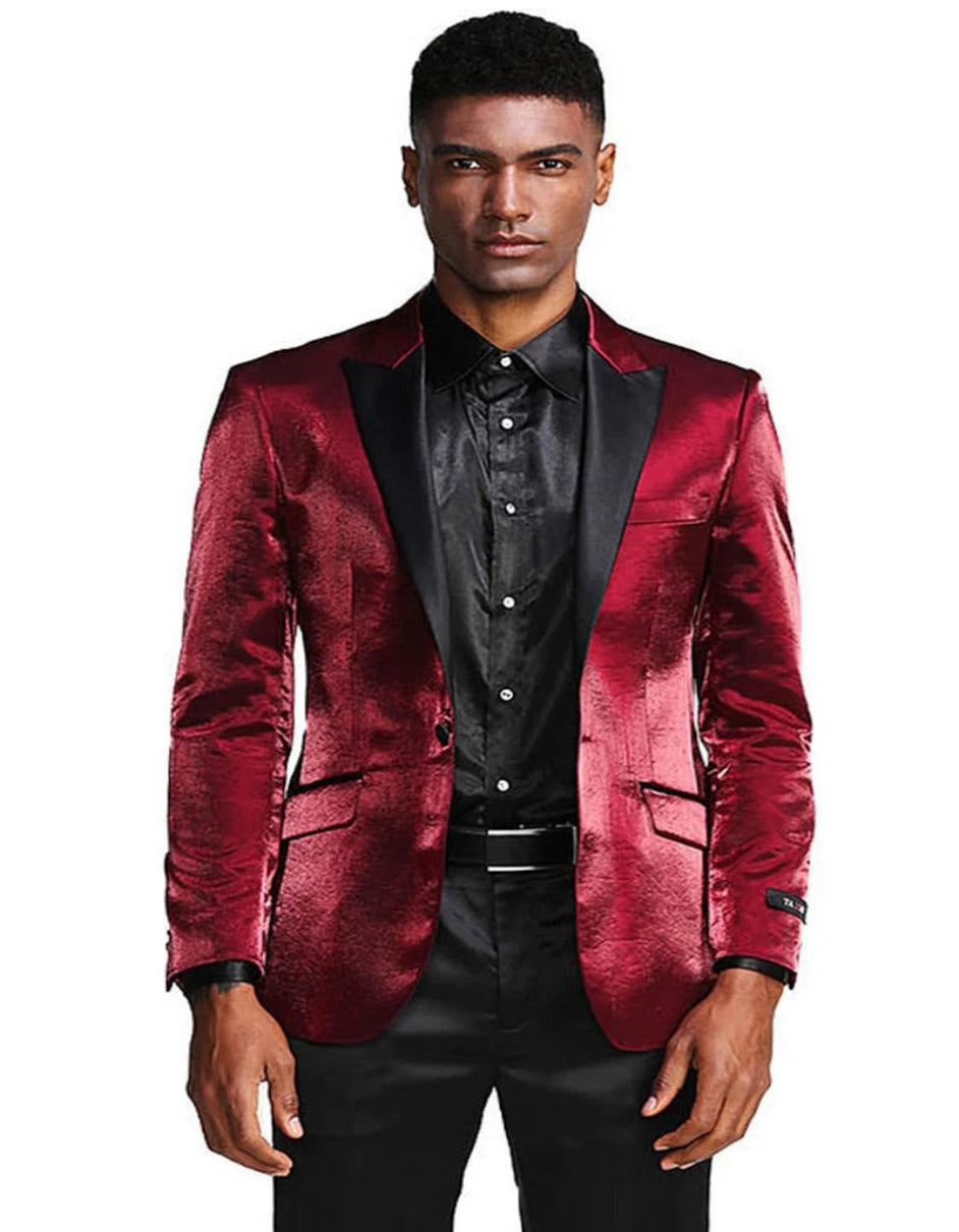 Men's Stacy Adams Shiny Brocade Wedding & Prom Tuxedo with Double Breasted Vest in Black