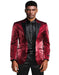 Men's Slim Fit Shiny Satin Prom & Wedding Tuxedo Jacket In Burgundy