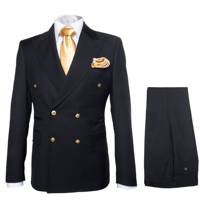 Double Breasted Slim Fit Formal Suit Modern Black Design ROSSI MAN Milano RM1101 - Image 9