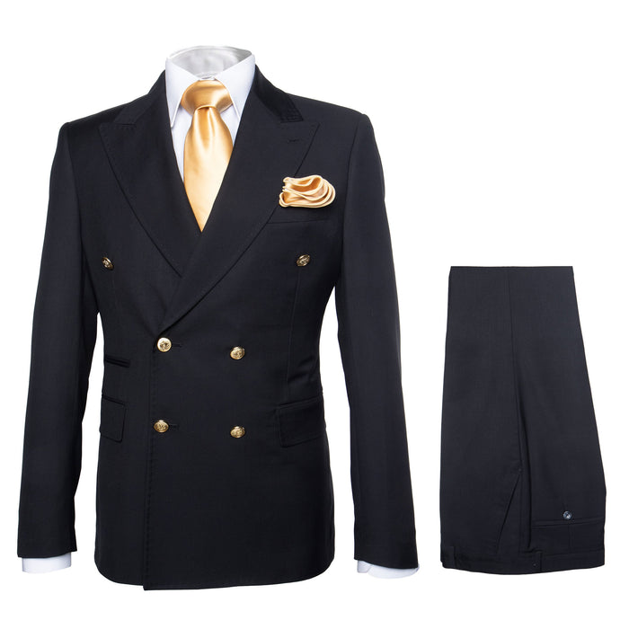 Double Breasted Slim Fit Formal Suit Modern Black Design ROSSI MAN Milano RM1101 - Image 9