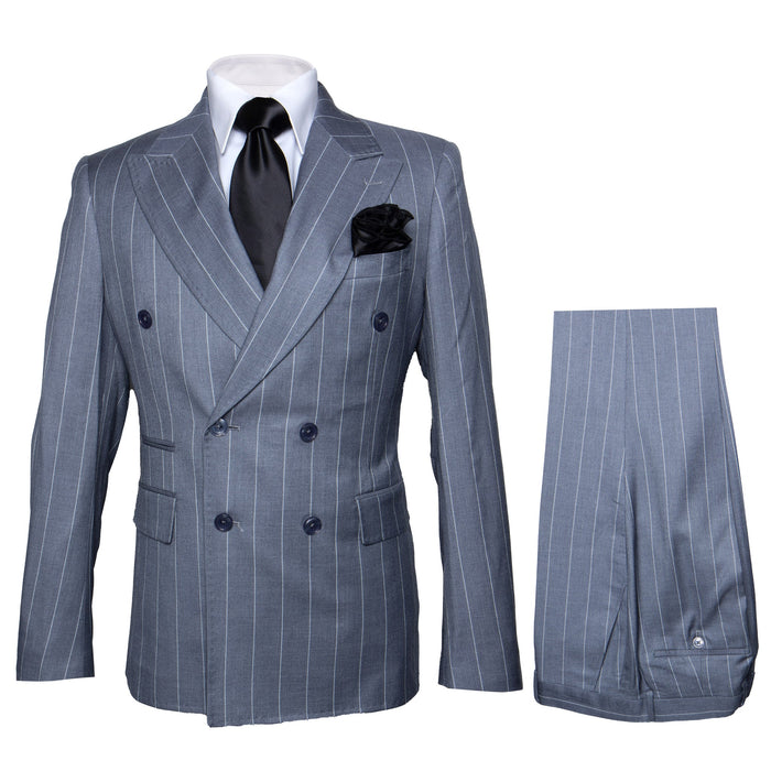Rossiman Suit  - Classic Fit Athletic Cut 100% Wool Super 150s Italian Fabric Peak Lapel in Color Grey