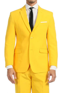 Graduation Suit - Men's Slim Fit Light Weight Poplin Polyester Suit in Yellow