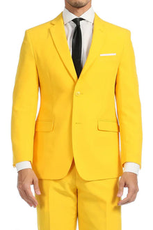 Graduation Suit - Men's Slim Fit Light Weight Poplin Polyester Suit in Yellow