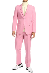 Mens Easter Suit - Jacket and Pants in Summer Color pink Modern Fit Light Weight Modern Fit