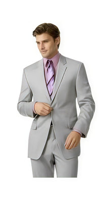 Groomsmen Suits Silver Gray (Very Very Light Gray(Ash)) 2 Button Double Vent Men'S Cheap Priced Business Suits Clearance Sale
