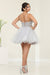 Quince Dama Dresses - Short Quinceanera Dresses in Color Silver