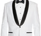 White Slim Fit 2 Piece Tuxedo With Satin Shawl Lapel