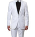 Slim Fit 2 Piece White Tuxedo With White Satin Peak Lapel