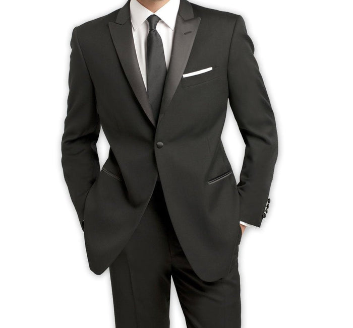 (40L, 44R, 48L, 52L) Slim Fit Black 2 Piece Tuxedo
