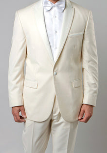 Ivory Slim Fit 2 Piece Tuxedo With Satin Peak Lapel